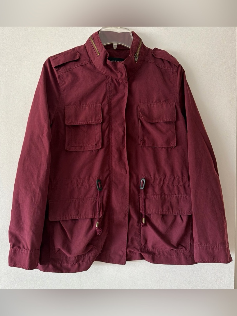 Love Tree Burgundy Lightweight Utility Military Cargo Jacket Size Medium
